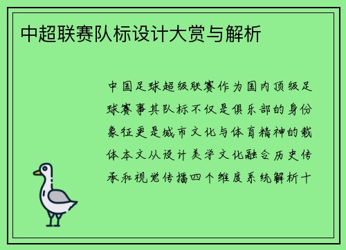 中超联赛队标设计大赏与解析