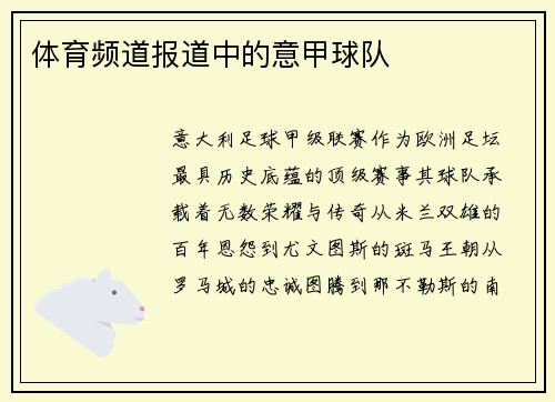 体育频道报道中的意甲球队